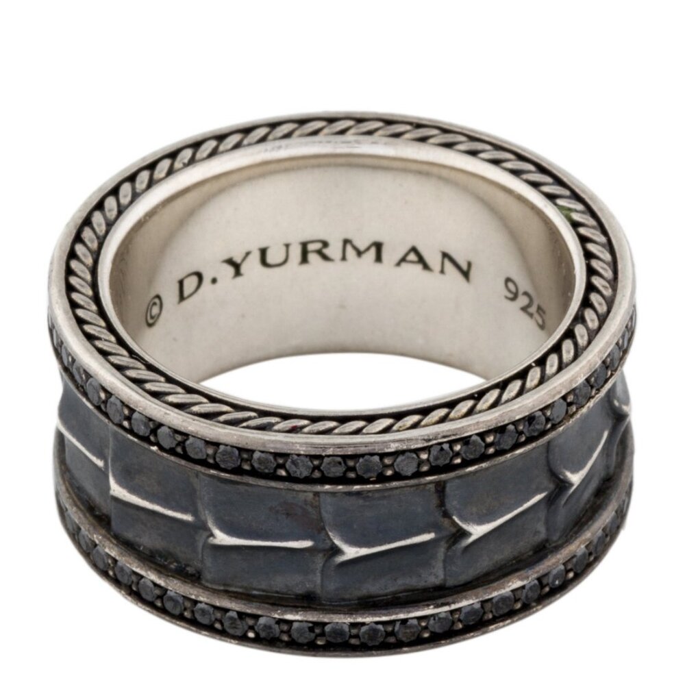 DAVID YURMAN STERLING SILVER 925 ARMORY DIAMOND BAND RING - Picture 5 of 9